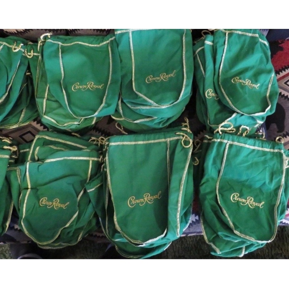 Lot of 16 Crown Royal Regal Apple Green Drawstring Bags Crafting Storage
